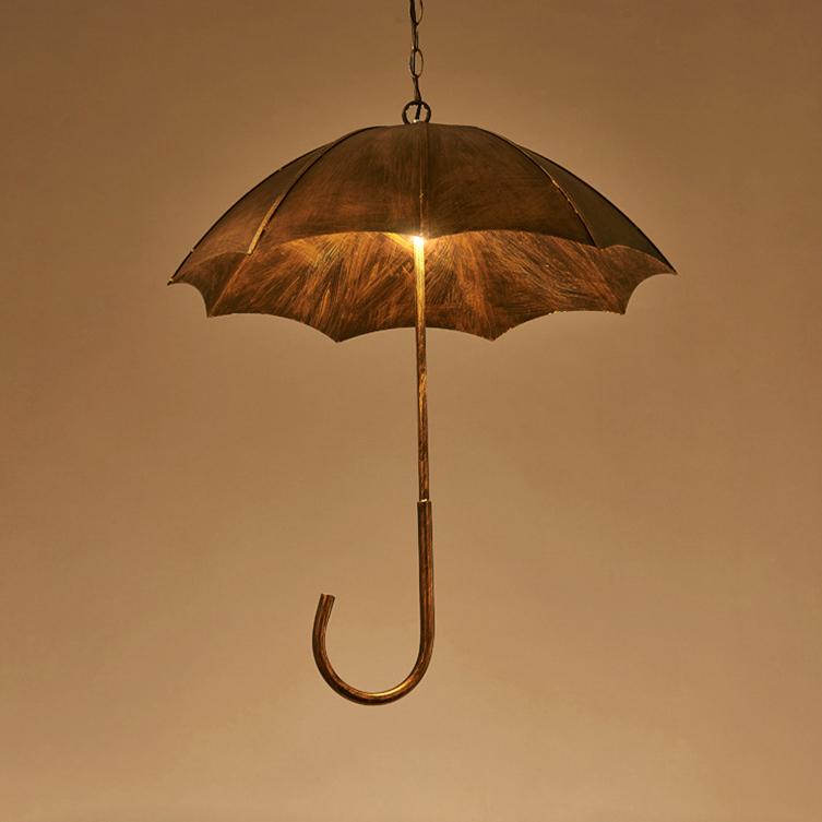 Industrial Style Black Iron 5-Light Round Umbrella Chandelier for Living Room
