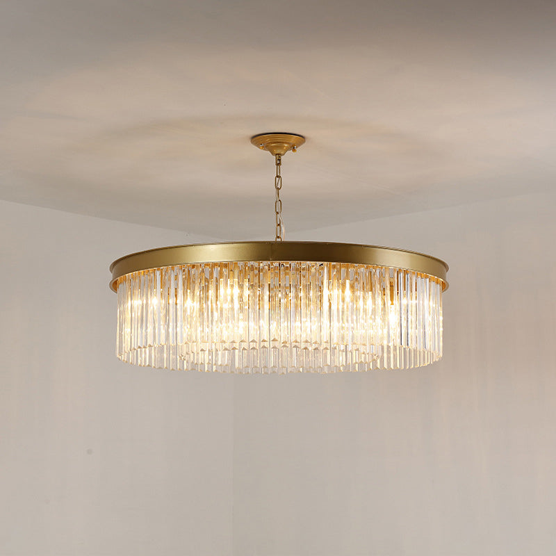Modern Iron 8-Light Round Crystal Chandelier for Luxurious Living Room