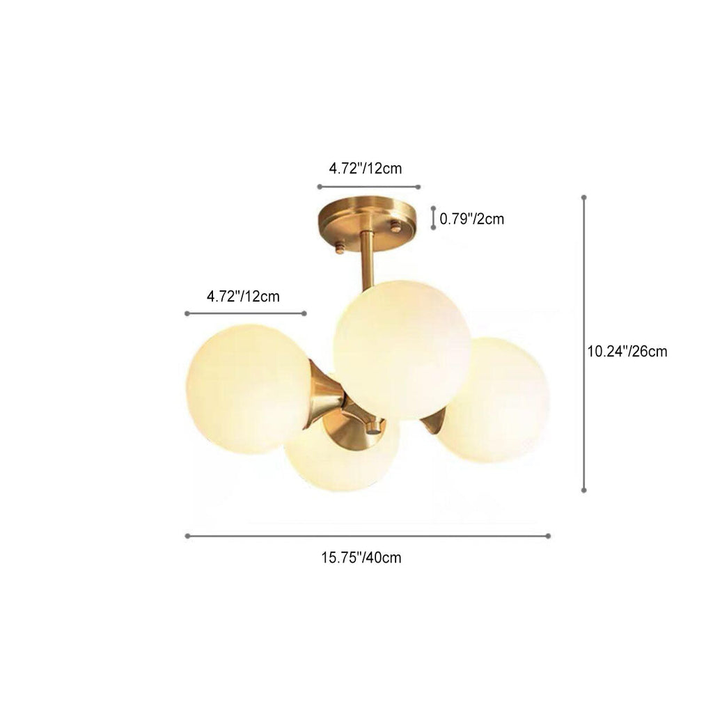 Stylish Mid-Century Modern 4-Light Gold Glass Globe Chandelier for Living Room