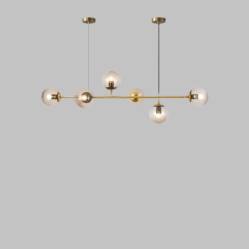 Elegant Modern Minimalist 6-Light Glass Globe Chandelier for Dining Room