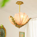 Elegant Brass Finish Art Deco Shell Chandelier for Living Room Lighting