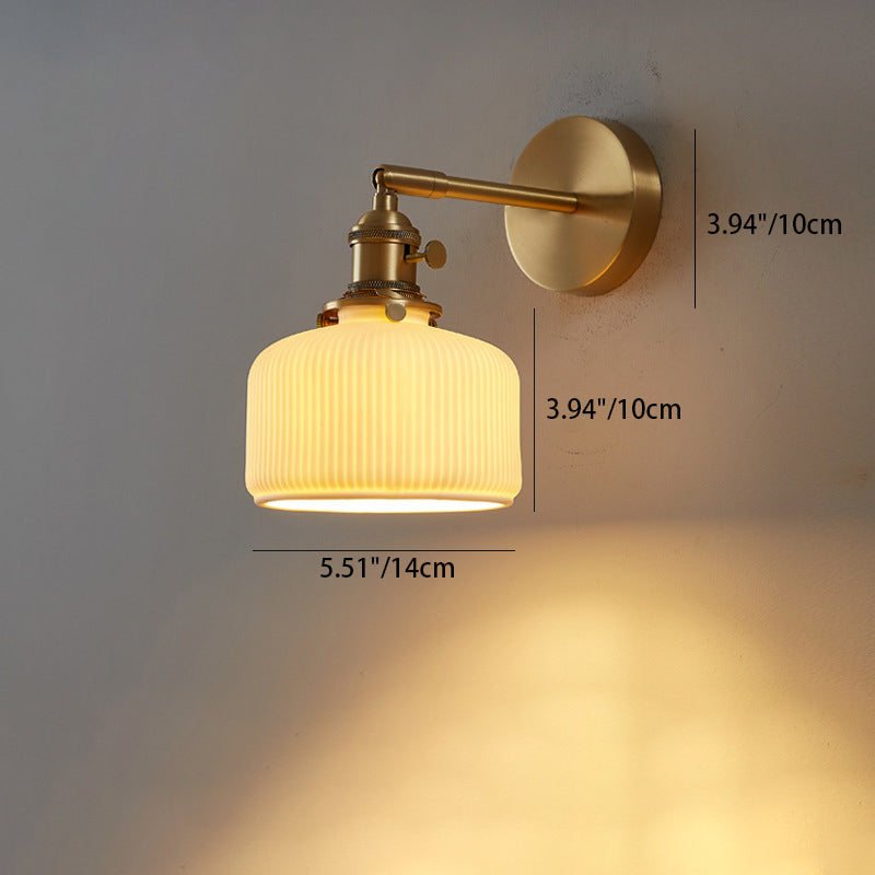 Contemporary White Striped Ceramic Wall Sconce Lamp for Entryway Decor