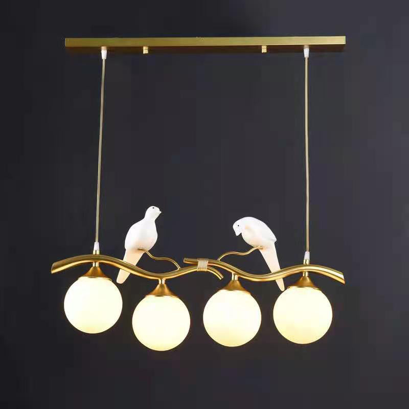 Modern Resin and Glass 4-Light Chandelier for Living Room Island