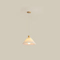 Traditional Japanese Pleated Cone Rubberwood Chandelier for Living Room