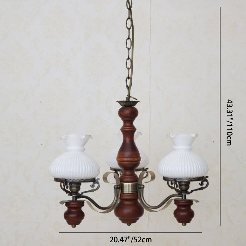 Rustic Iron and Wood 3-Light Candelabra Chandelier for Living Room