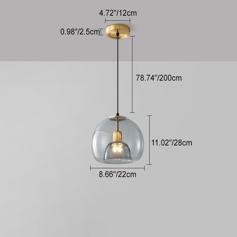 Scandinavian Round Copper Glass Chandelier Island Light for Dining Room