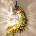 Vintage Ornate Peackcock Wall Sconce Lamp with Crystal Ball Shade for Living Room