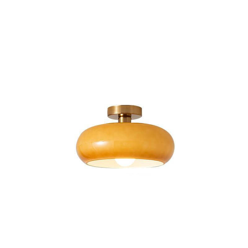 Chic Retro Round Copper Pendant Light in Solid Color for Dining Room