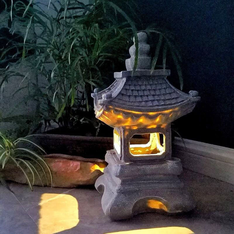 Japanese Zen Waterproof Stone Pagoda LED Garden Accent Light
