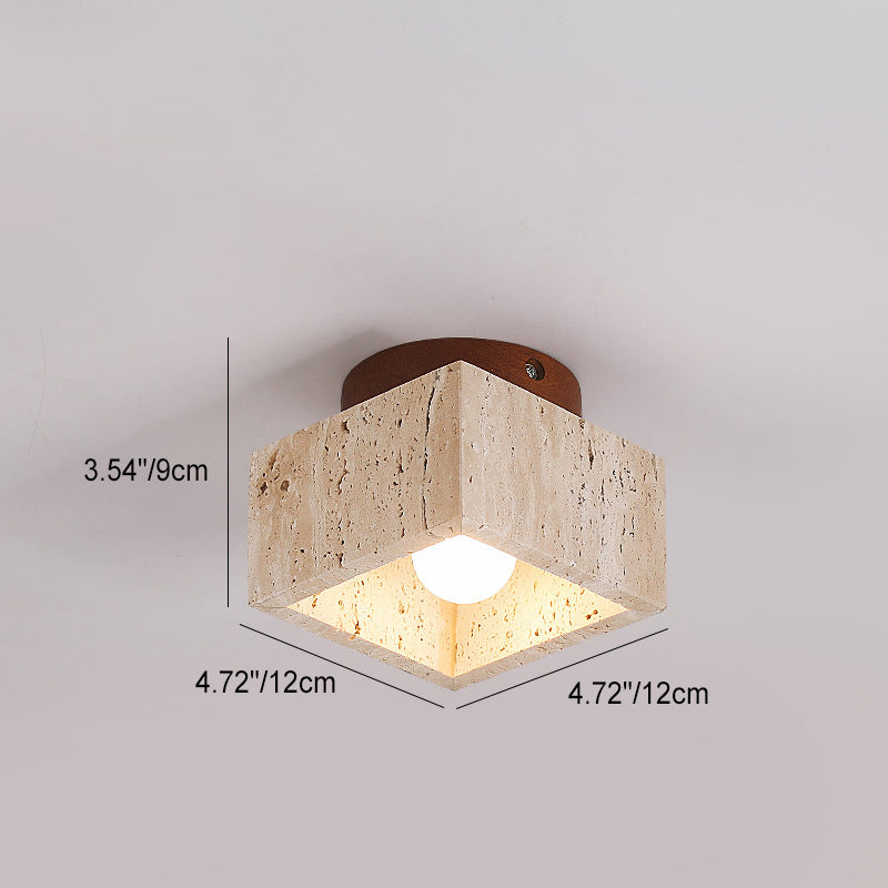 Wabi-Sabi Yellow Travertine Column Semi-Flush Light for Rustic Spaces