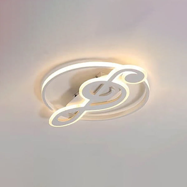 Nordic Style White Music Notes LED Flush Mount Light for Bedroom Hallway