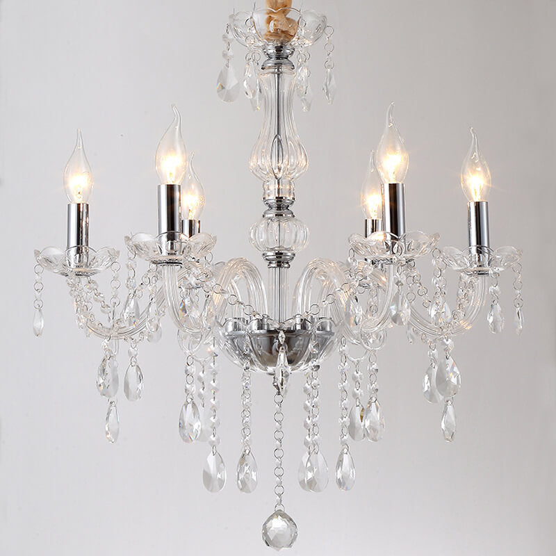 Elegant Contemporary Glass Candelabra Chandelier for Luxury Living Room