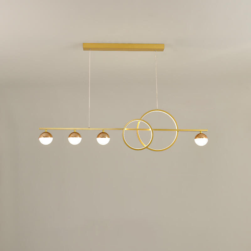 Sleek Silver LED Round Globe Chandelier Pendant Light for Kitchen Island