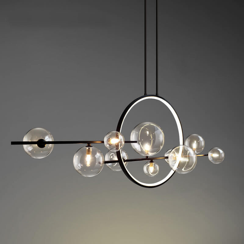 Contemporary Clear Glass Bubble Pendant Chandelier for Dining Room