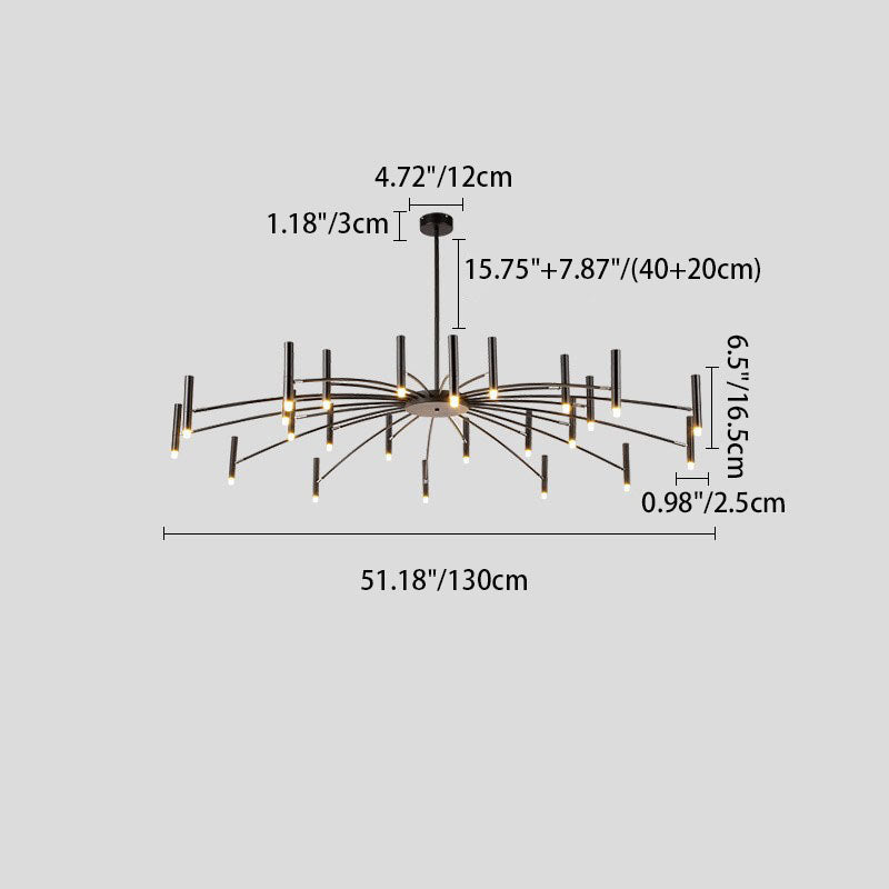 Modern Round Radioactive Iron Aluminum Chandelier for Living Room Lighting