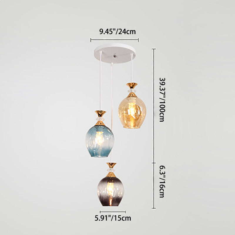 Nordic Gradient Glass Orb 1/3 Light Chandelier for Modern Living Room