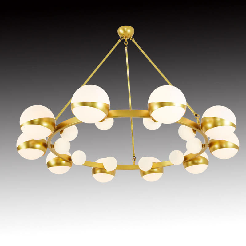 Modern Gold Wrought Iron & Glass Ball Chandelier for Living Room