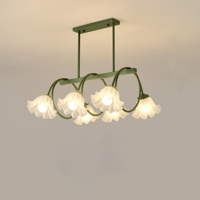 Modern Minimalist Cream Flower Iron & Glass Chandelier for Dining Room