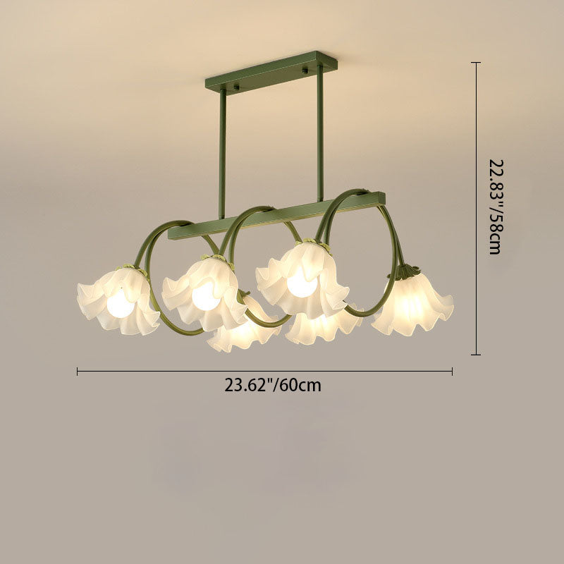 Modern Minimalist Cream Flower Iron & Glass Chandelier for Dining Room
