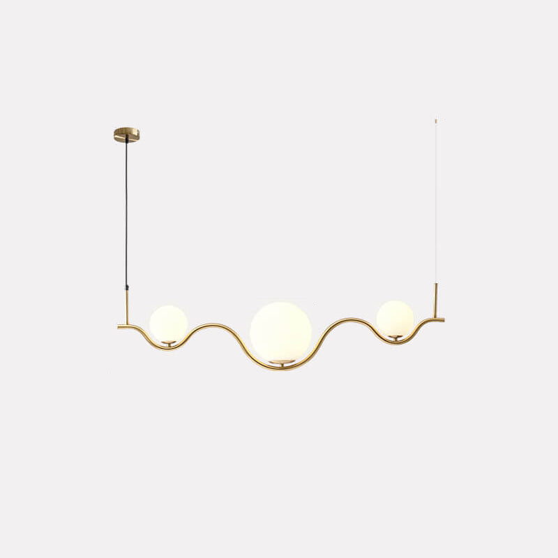 Scandinavian Minimalist 2/3-Light Wave Glass Pendant Chandelier for Island