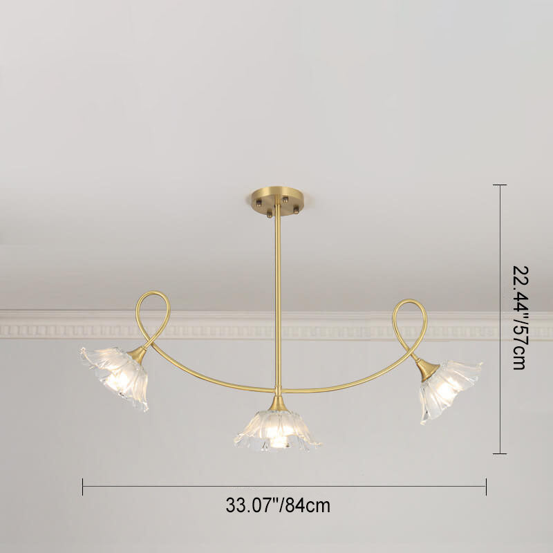 Vintage Floral Copper Glass Chandelier Fixture for Living Room Decor