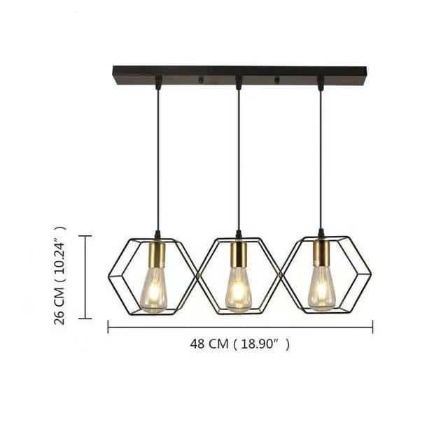 Mid-Century Geometric Iron Frame 3/5-Light Island Chandelier for Living Room
