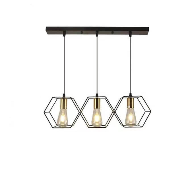 Mid-Century Geometric Iron Frame 3/5-Light Island Chandelier for Living Room