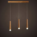 Rustic Square Wooden LED Chandelier for Dining Room Island Lighting