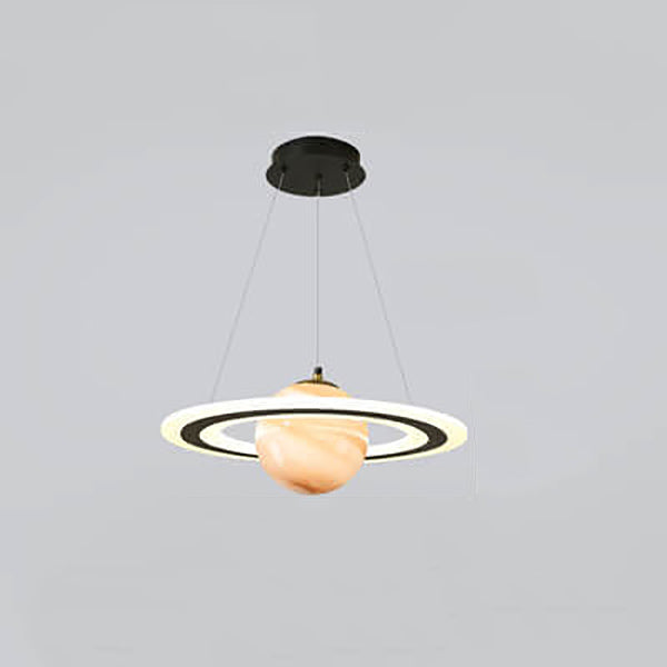 Contemporary Kids Planet Circle LED Chandelier for Playroom or Bedroom