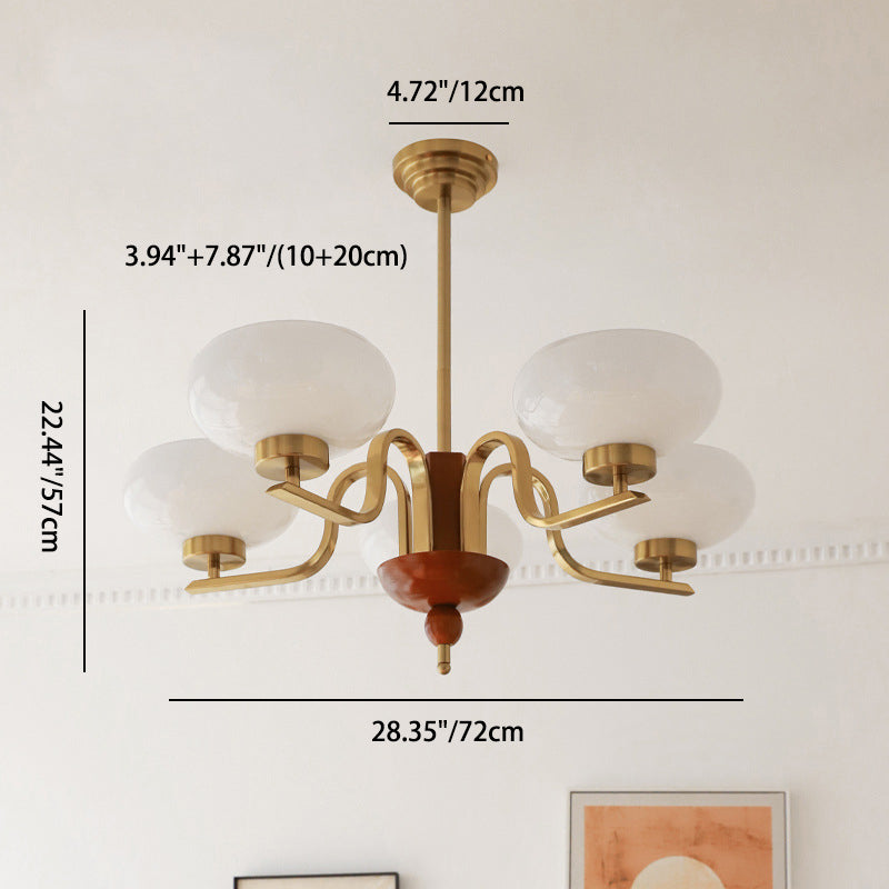 Antique Bronze Metal Glass Oval Round Chandelier for Living Room