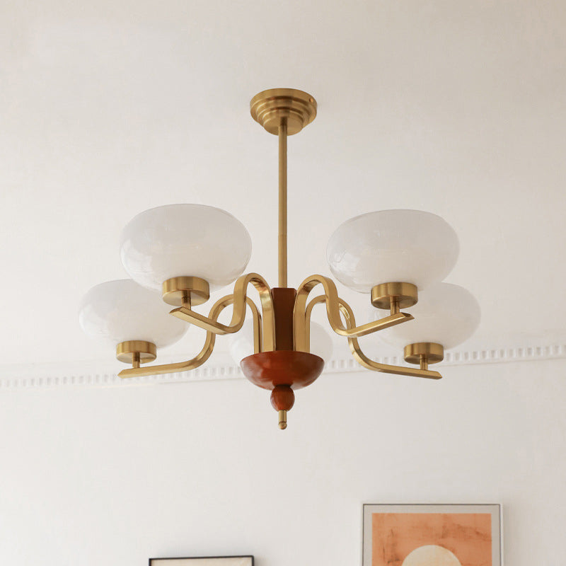 Antique Bronze Metal Glass Oval Round Chandelier for Living Room