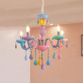 Modern Pink Princess Macaron Glass Chandelier for Kids' Bedroom