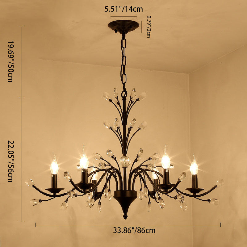 Rustic Black Iron Candelabra Chandelier for Vintage Dining Room Lighting