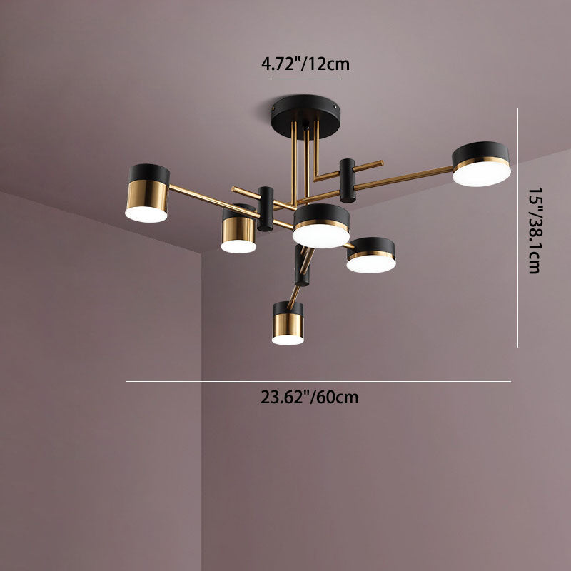 Stylish Black Iron Acrylic Cylinder Chandelier for Modern Living Rooms