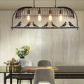 Vintage-Inspired Black Iron 4-Light Bird Cage Chandelier for Dining Room