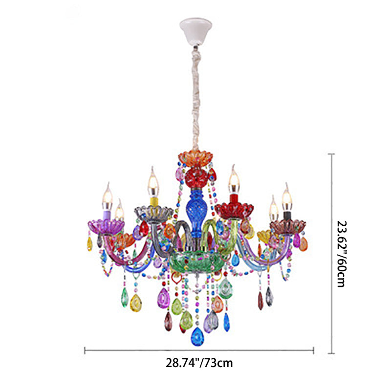 Elegant Black Crown Iron and Glass Crystal Chandelier for Dining Room