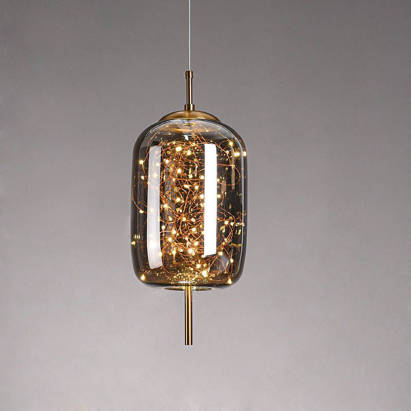 Scandinavian Contemporary Oval Glass Pendant Light for Bedroom Decor