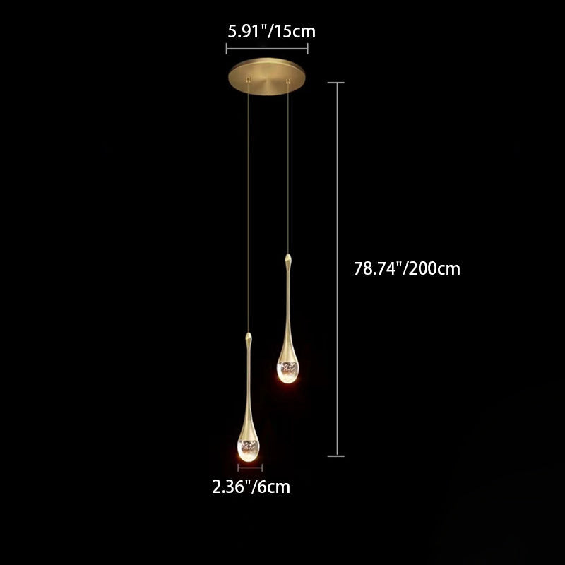 Scandinavian Water Drop Crystal LED Chandelier for Bedroom Decor