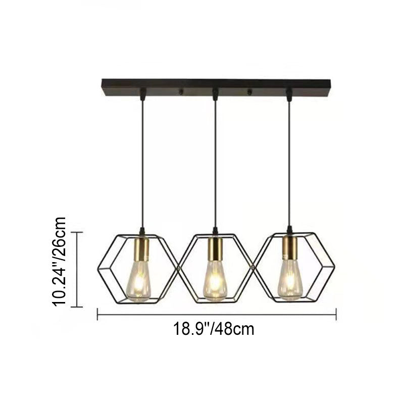 Industrial Geometric Iron 3/5 Light Island Chandelier for Dining Room