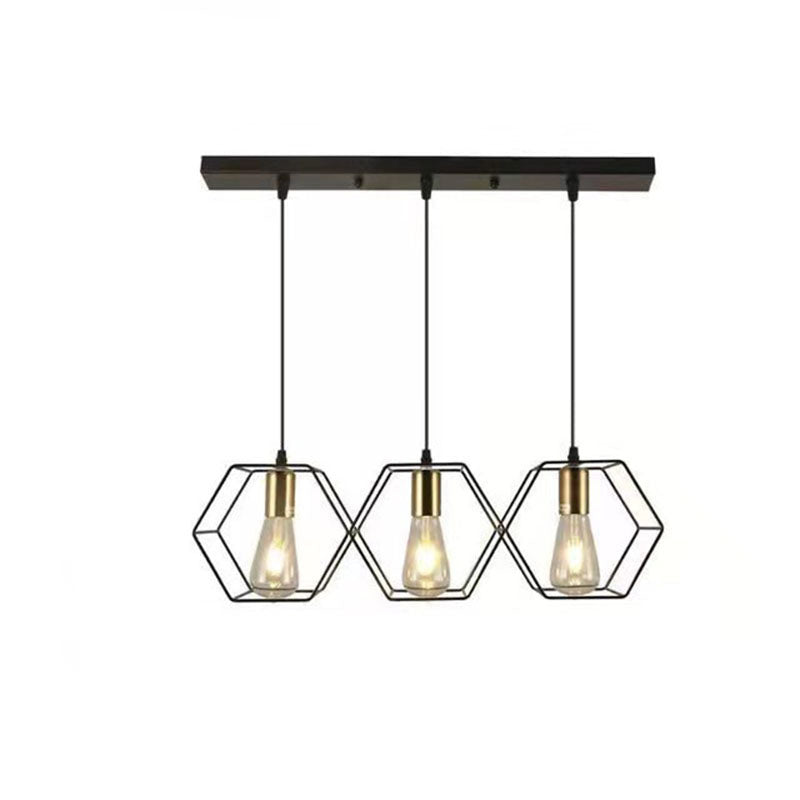 Industrial Geometric Iron 3/5 Light Island Chandelier for Dining Room