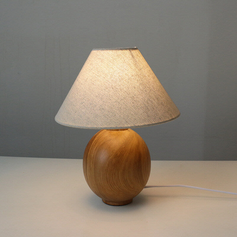 Wabi-sabi Vintage Solid Wood Fabric Table Lamp for Living Room Decor