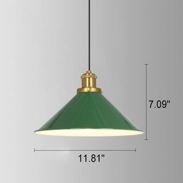 Vintage Green Iron Cone Pendant Light for Industrial-Style Entryway