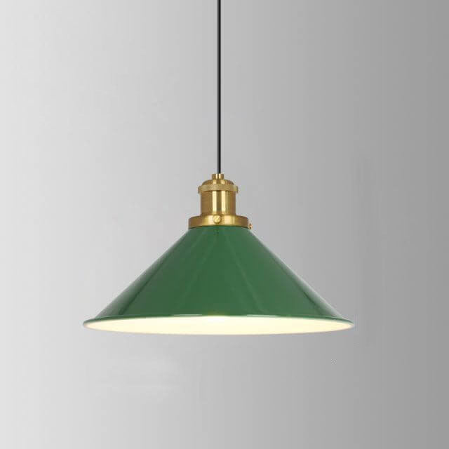 Vintage Green Iron Cone Pendant Light for Industrial-Style Entryway