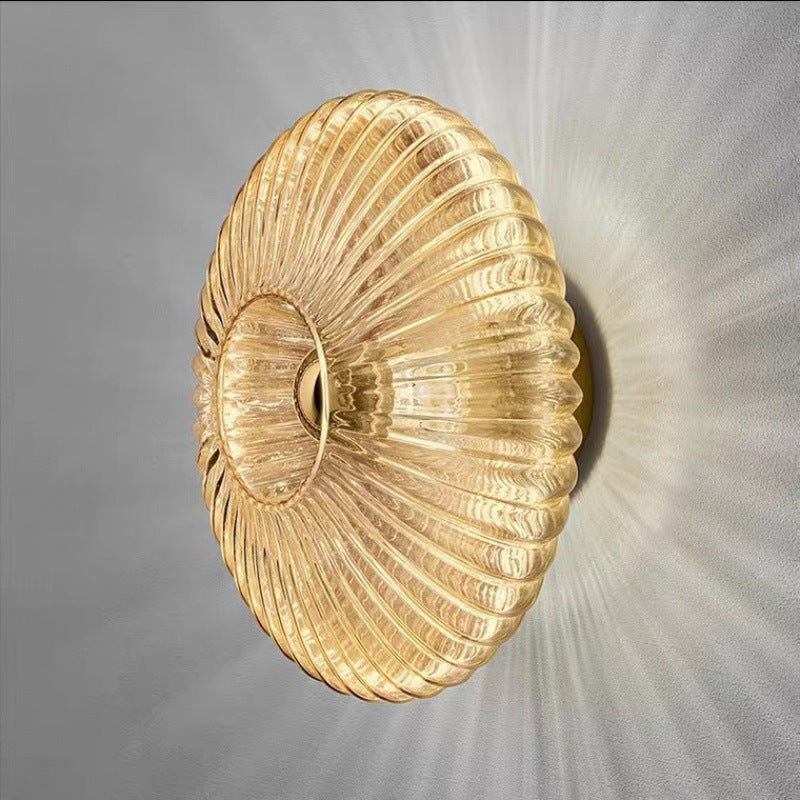 Nordic Iron & Glass Round Disc Wall Sconce Lamp for Modern Living Room