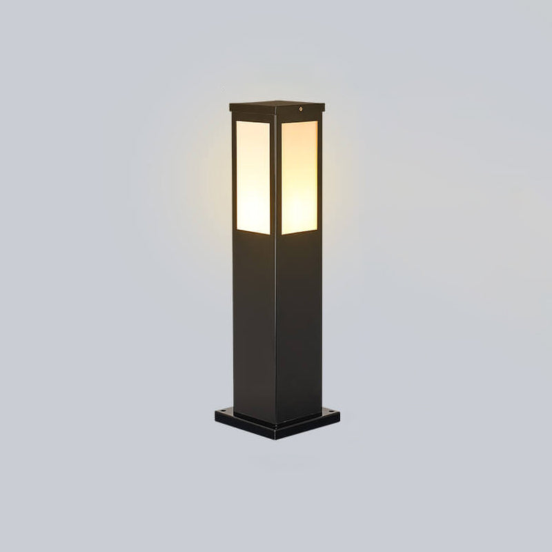 Contemporary Black Waterproof Solar Square Pathway Lantern for Outdoors