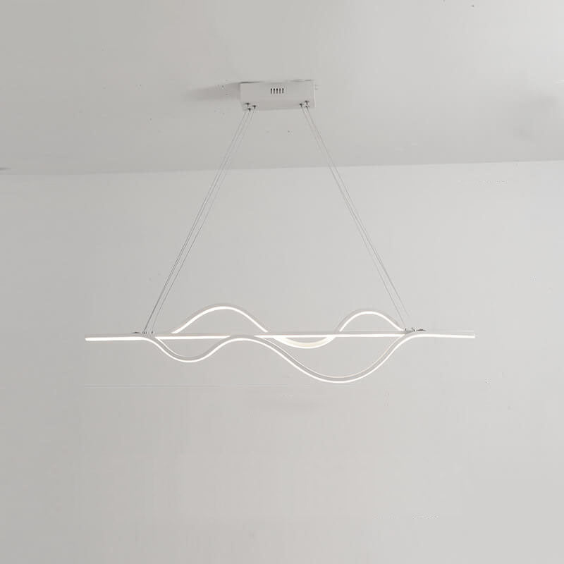 Sleek Black Metal LED Island Chandelier for Modern Kitchen Lighting
