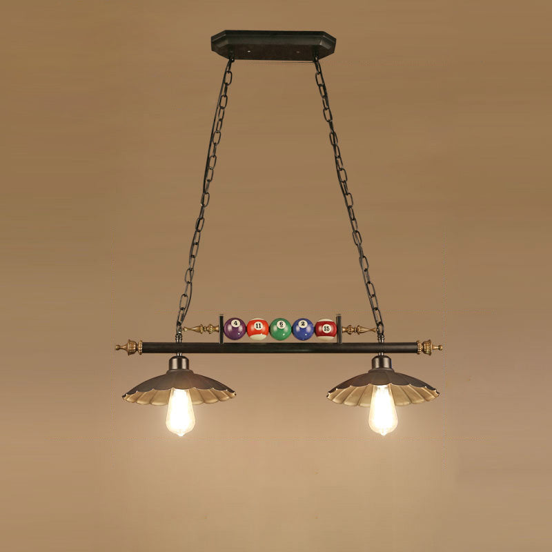 Industrial Round Iron and Glass Chandelier Pendant Light for Dining Room