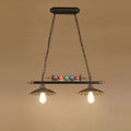 Industrial Round Iron and Glass Chandelier Pendant Light for Dining Room