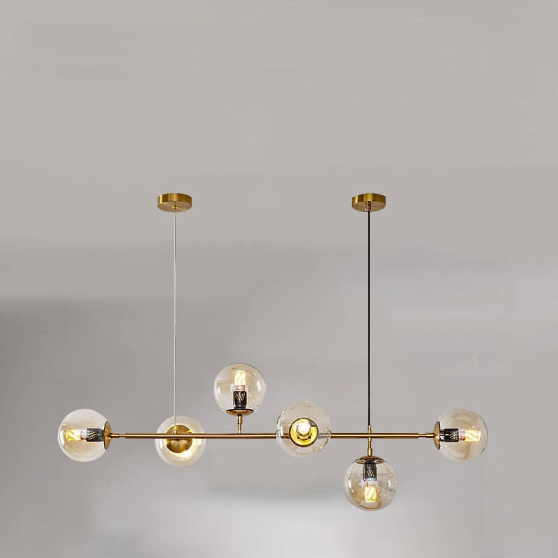 Vibrant Nordic Minimalist 6-Light Glass Orb Chandelier for Kitchen Island