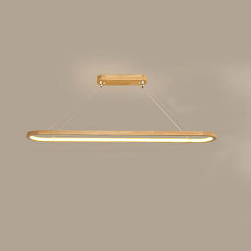 Modern Solid Wood Round LED Island Chandelier for Kitchen Dining Room